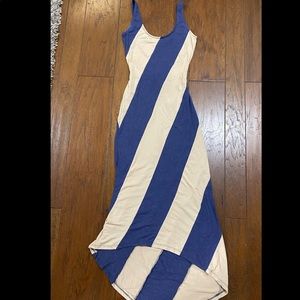 Blue & cream maxi dress